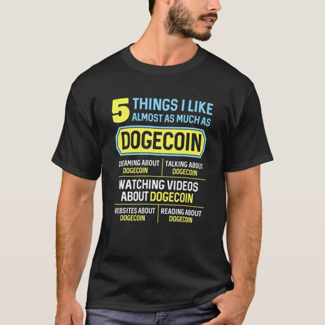 Camiseta Dogecoina Cães Cães Cães Moedas Mulheres Crianças  (Frente)
