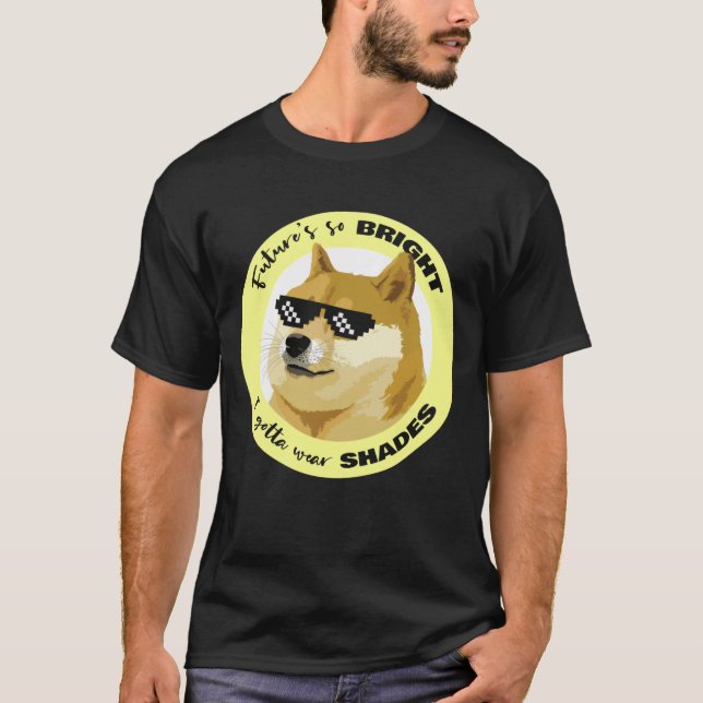 Camiseta Dogecoon Futuro Óculos de sol Mercado de ações Cry (Frente)