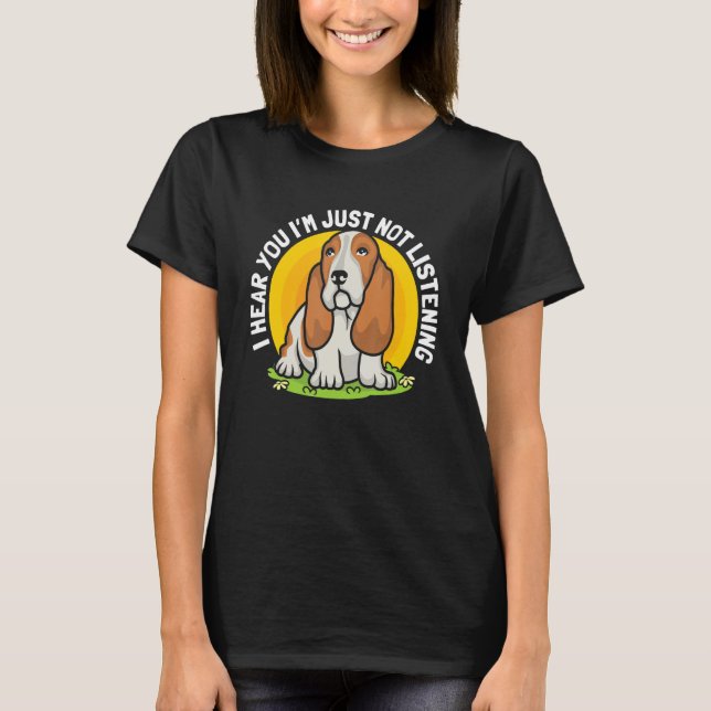 Camiseta Doggie Pet Dog Owner Dog Lover Funny Basset Hound  (Frente)