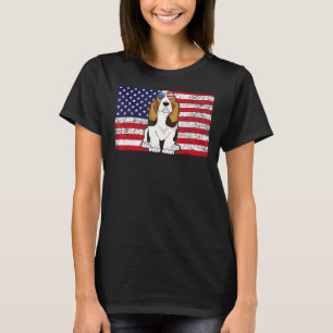 Camiseta Doggie Usa Dog Owner Usa Basset Hound Usa Flag