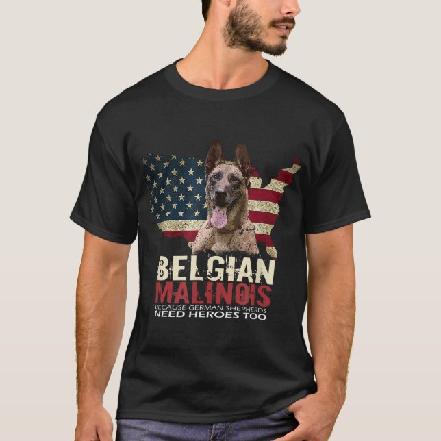 Camiseta Doggie USA Dog Owner USA Lover Belga Malinois Fu (Frente)