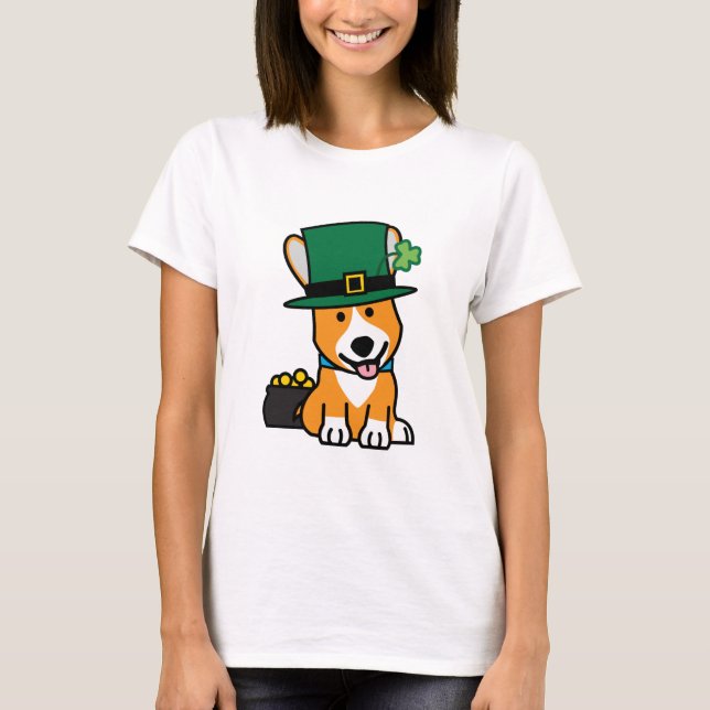 Camiseta Doggy do filhote de cachorro do cão do Leprechaun (Frente)