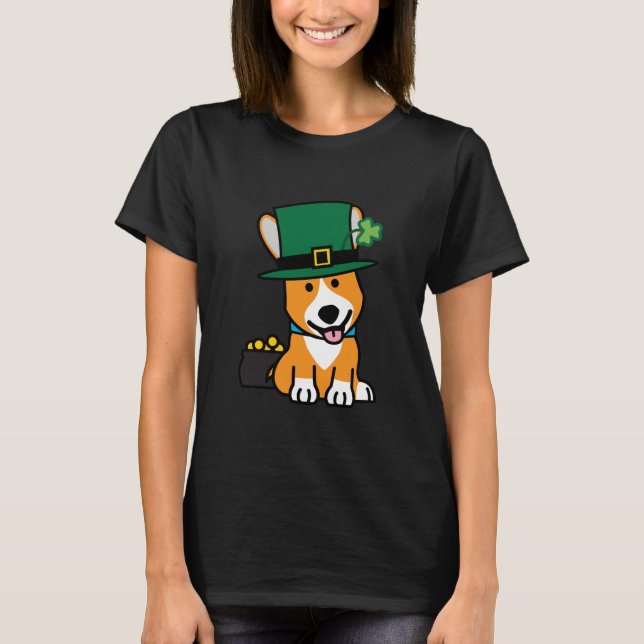 Camiseta Doggy do filhote de cachorro do cão do Leprechaun (Frente)