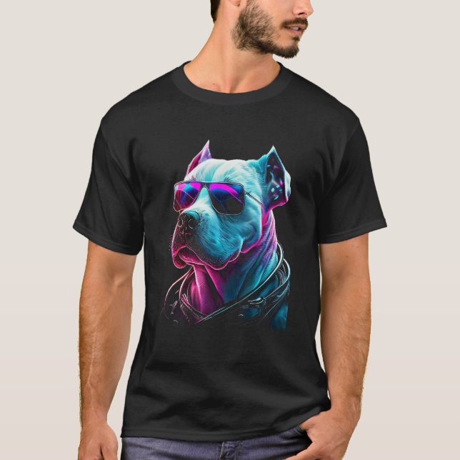 Camiseta Dogo Argentino Dog owner Vaporwave Notorious DJ (Frente)