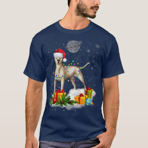 Camiseta Dogo Argentino Engraçado Luzes de Natal Cachorro C