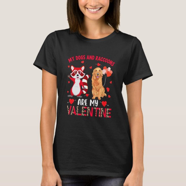 Camiseta Dogs And Raccoons Are My Valentine Golden Retrieve (Frente)