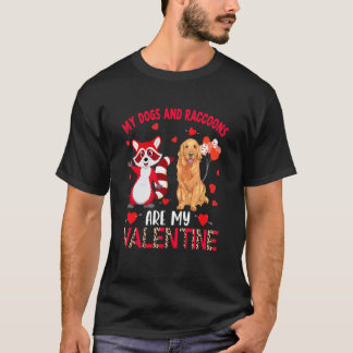 Camiseta Dogs And Raccoons Are My Valentine Golden Retrieve