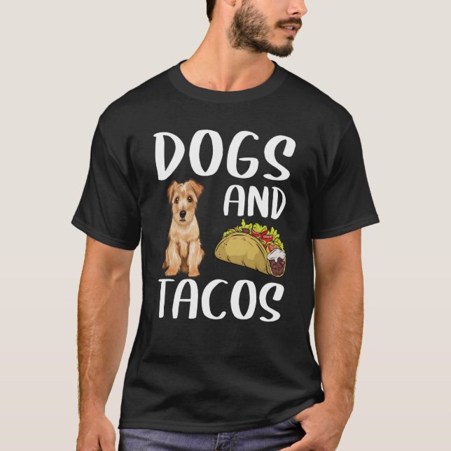 Camiseta Dogs And Tacos Norfolk Terrier Mexican Food (Frente)