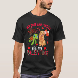 Camiseta Dogs And Turtles Are My Valentine Golden Retriever