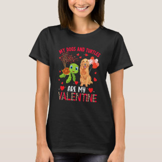 Camiseta Dogs And Turtles Are My Valentine Golden Retriever