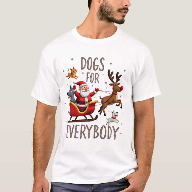 Camiseta Dogs For Everybody Santa Funny Christmas Xmas (1). (Frente)