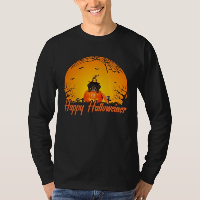Camiseta Dogs  Happy Halloweiner Dachshund Halloween (Frente)