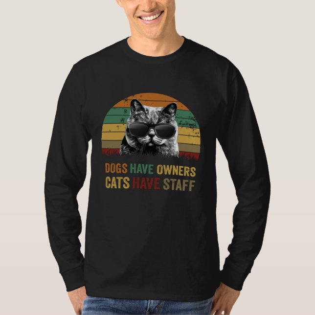 Camiseta Dogs have owners cats have staff Kitten in sunglas (Frente)