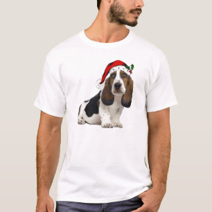 Camiseta Dogs~Original Ditzy Tee~Bassett Hound~Christmas