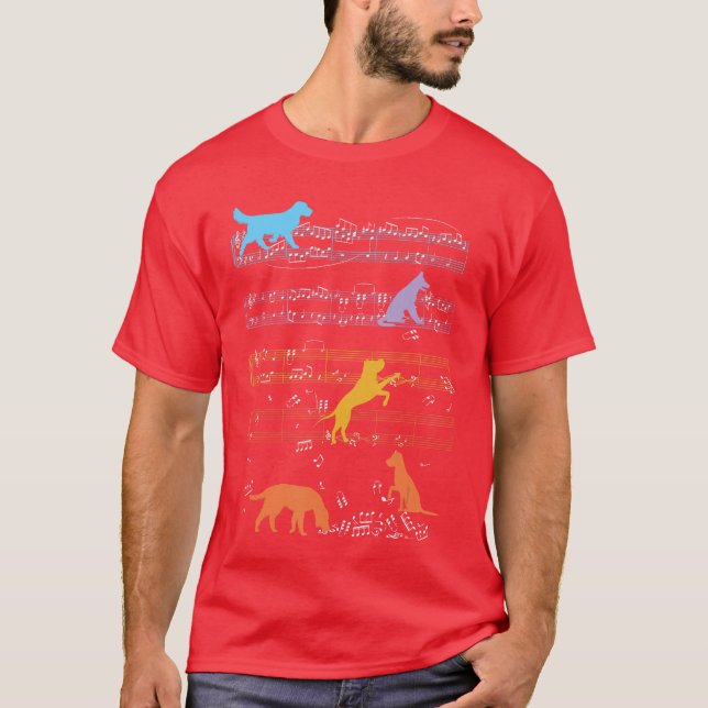 Camiseta Dogs Playing With Sheet Music Notes Musiceacher vi (Frente)