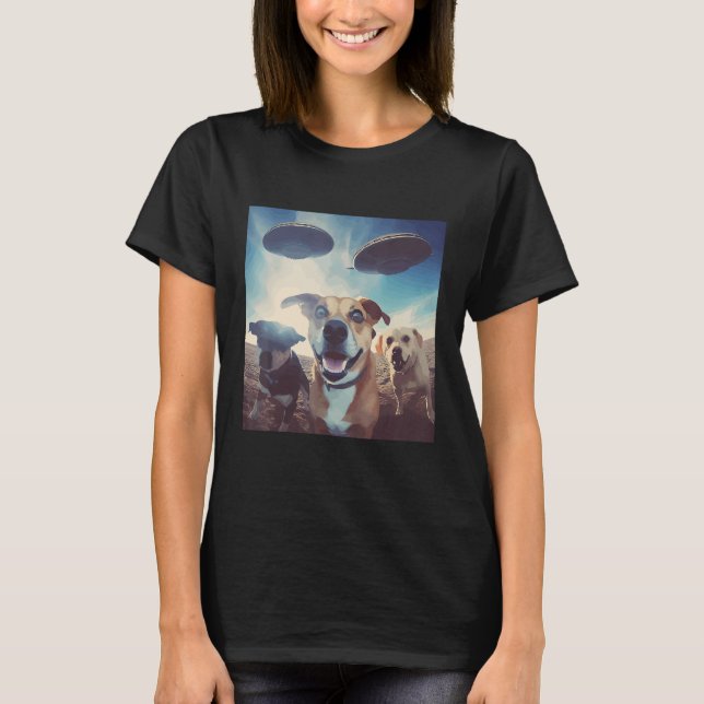 Camiseta Dogs Selfie with UFOs for Dog  and UFO (Frente)