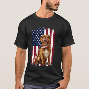Camiseta Dogue de Bordeaux American Flag 4 De Julho Bordea