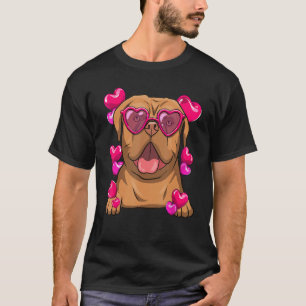 Camiseta Dogue De Bordeaux Dia de os namorados Óculos de Co