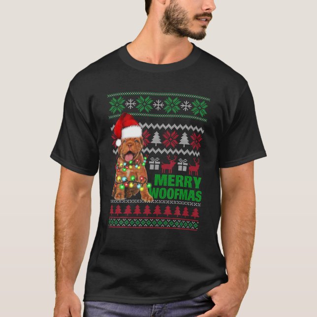 Camiseta Dogue De Bordeaux Para A Feliz Woofmas Feia De Nat (Frente)