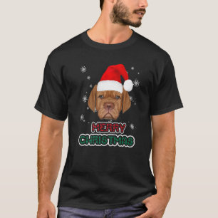 Camiseta Dogue De Bordeaux Santa Hat Feliz Natal Engraçado