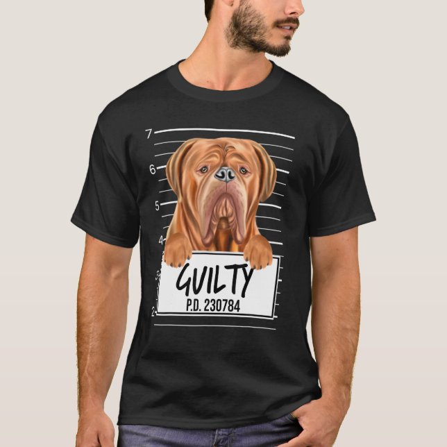 Camiseta Dogues De Bordeaux Mugshot Guilty Dog (Frente)
