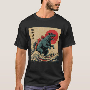 Camiseta Dogzilla Cat. Cachorro Japonês sobrevoando Sunset