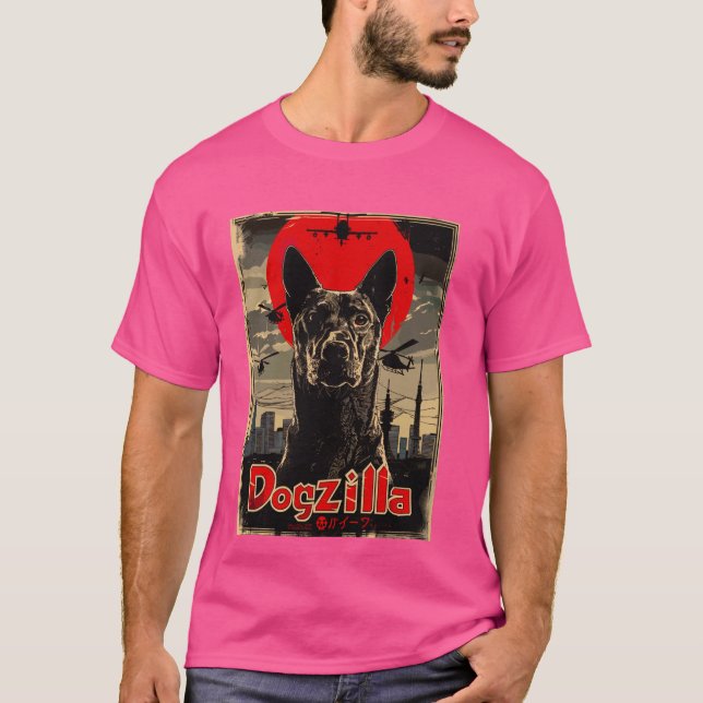 Camiseta Dogzilla Dog Engraçado Presente Para Homens Mulher (Frente)