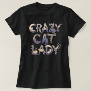 Camiseta Doida por Gatos Preta