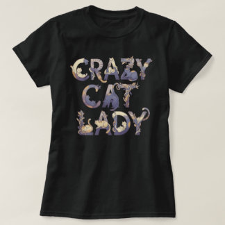 Camiseta Doida por Gatos Preta