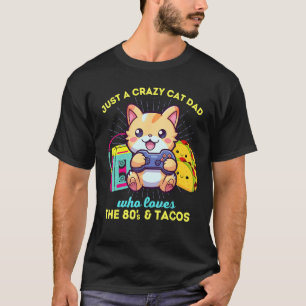 Camiseta Doida por Gatos Que Ama Jogos Gatos Tacos & Os 8
