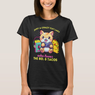 Camiseta Doida por Gatos Que Ama Jogos Gatos Tacos & Os Ano