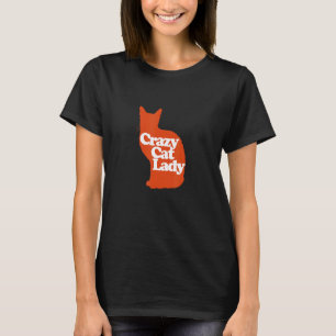 Camiseta Doida por Gatos Senhora Manga Longa Gatinho Laranj