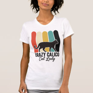 Camiseta Doida Senhora do Gato Calico Vintage Retro Design
