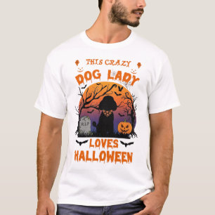 Camiseta Doida Senhora dos Cães Ama Túmulo de Abóbora de Po