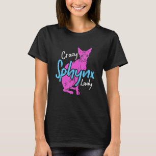 Camiseta Doida Senhora Sphynx Sempre Dono de Gatinho Gato S