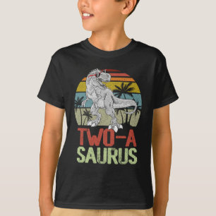 Camiseta Dois a Saurus Birthday T Rex Dino segundo Dinossau