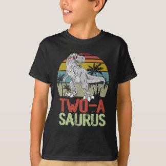 Camiseta Dois a Saurus Birthday T Rex Dino segundo Dinossau