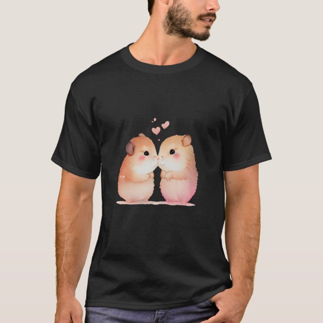 Camiseta Dois Amantes Hamsters Em Dia de os namorados Cardí (Frente)