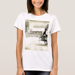 Camiseta Dois Amish Buggies Sepia Rural Road