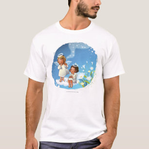Camiseta Dois anjos que sentam-se nas nuvens