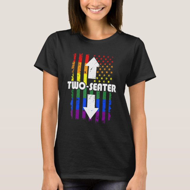 Camiseta Dois Assentos Arco-Íris Lgbtq Dois Assentos 2 Asse (Frente)