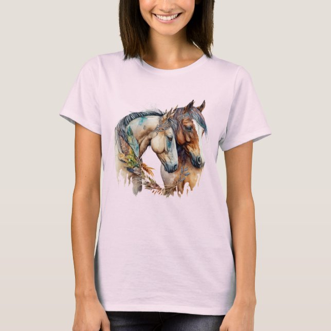 Camiseta Dois Belos Cavalos Oeste Boho (Frente)