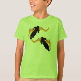 Camiseta Dois Bikes de Camada Exterior com Chamas