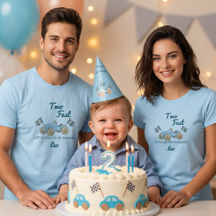Camiseta Dois Carros de Corrida Rápidos Mãe 2º Aniversário