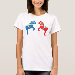 Camiseta Dois cavalos Dalarianos opostos - dalahästar