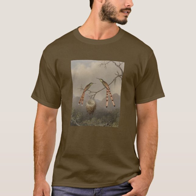 Camiseta Dois colibris com seus jovens (Frente)