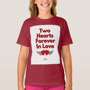 Camiseta Dois Corações Para Sempre No Amor Meninas Maroon T