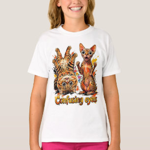 Camiseta Dois Divas do Gato, Um Olhar Engraçado Animais de