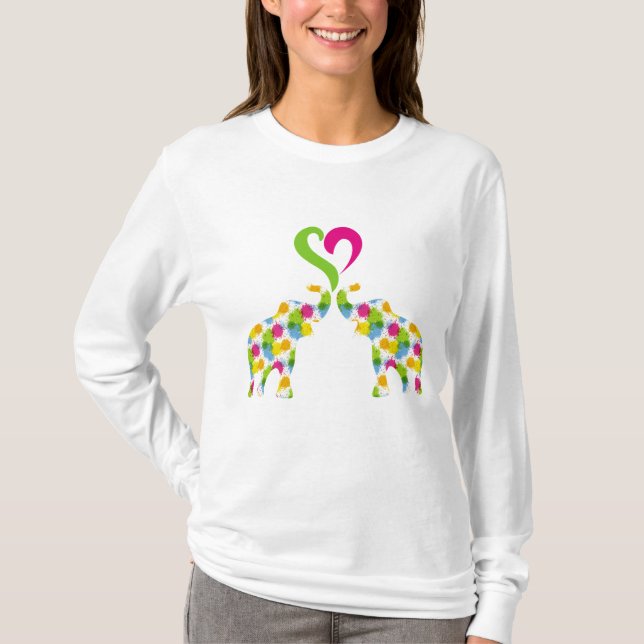 Camiseta Dois elefantes apaixonados (Frente)