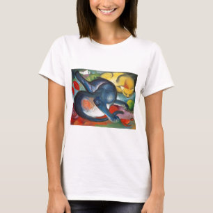 Camiseta Dois gatos, azul e amarelo, Franz Marc